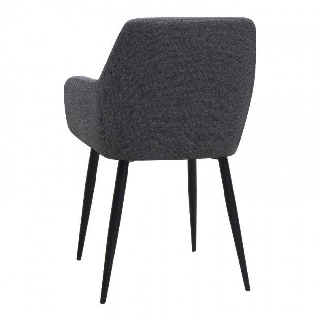 Monica Megapap fabric dining armchair in grey color with black metal leg 54x57x84cm.