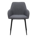 Monica Megapap fabric dining armchair in grey color with black metal leg 54x57x84cm.