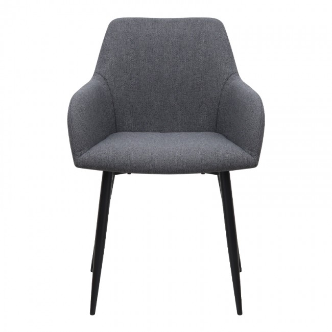 Monica Megapap fabric dining armchair in grey color with black metal leg 54x57x84cm.