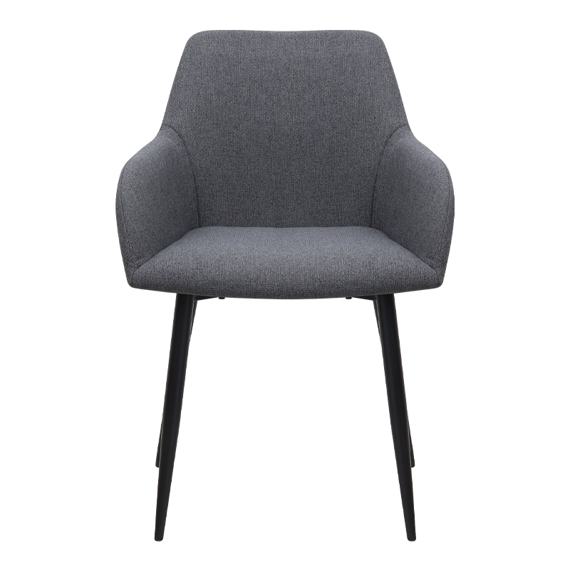 Monica Megapap fabric dining armchair in grey color with black metal leg 54x57x84cm.
