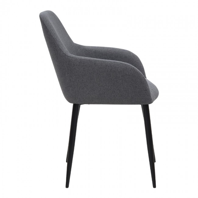Monica Megapap fabric dining armchair in grey color with black metal leg 54x57x84cm.