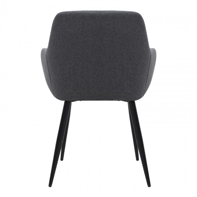 Monica Megapap fabric dining armchair in grey color with black metal leg 54x57x84cm.