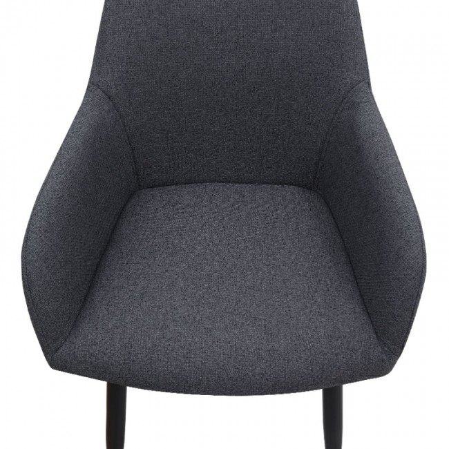 Monica Megapap fabric dining armchair in grey color with black metal leg 54x57x84cm.