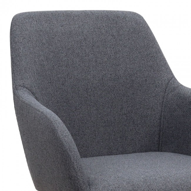 Monica Megapap fabric dining armchair in grey color with black metal leg 54x57x84cm.