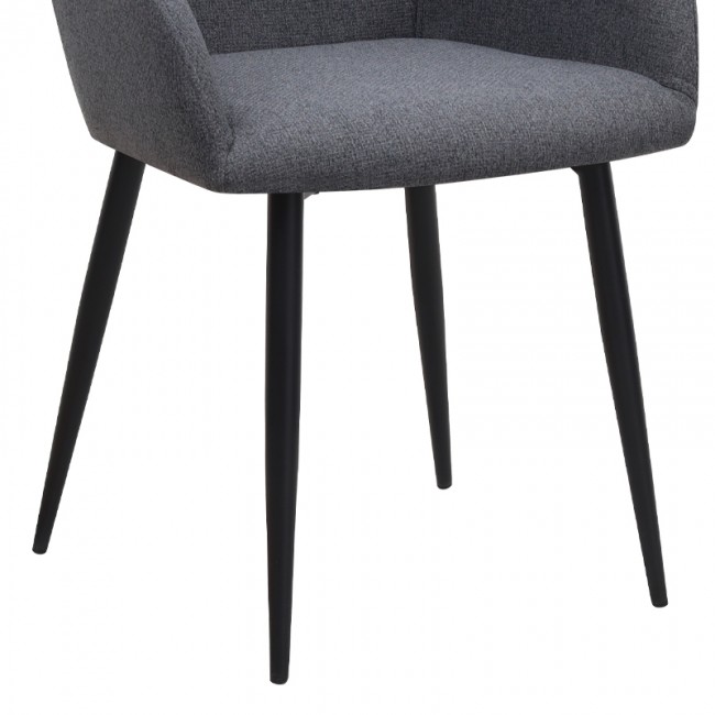 Monica Megapap fabric dining armchair in grey color with black metal leg 54x57x84cm.