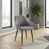 Monica Megapap fabric dining armchair in beige color with black metal leg 54x57x84cm.