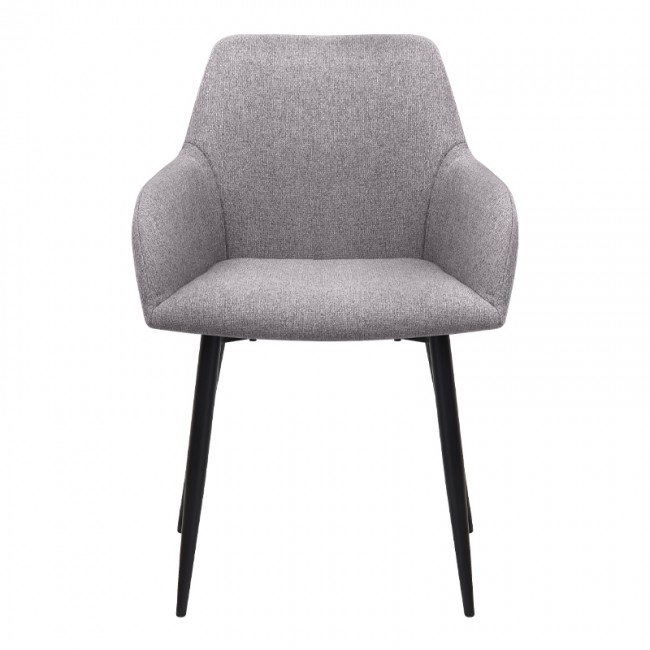 Monica Megapap fabric dining armchair in beige color with black metal leg 54x57x84cm.