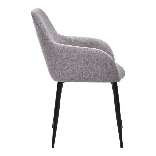 Monica Megapap fabric dining armchair in beige color with black metal leg 54x57x84cm.
