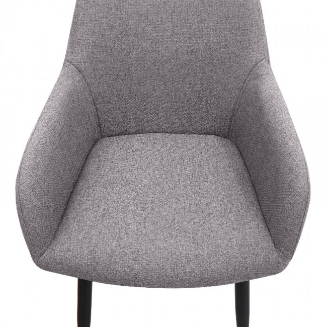 Monica Megapap fabric dining armchair in beige color with black metal leg 54x57x84cm.