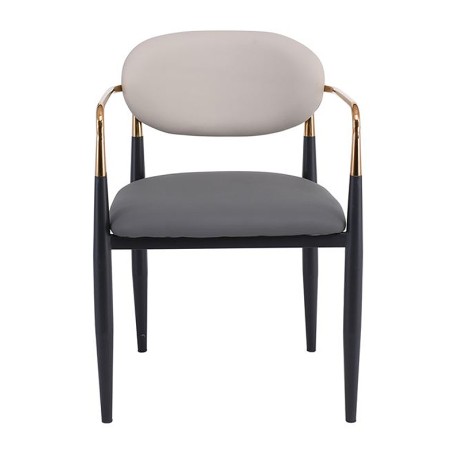 OLIVE Armchair Metal Black-Gold/Pu Light Grey-Dark Grey
