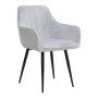 Piero Megapap velvet dining armchair in light grey color with black metal leg 57x60x85.5cm.