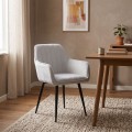 Piero Megapap velvet dining armchair in light grey color with black metal leg 57x60x85.5cm.