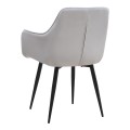 Piero Megapap velvet dining armchair in light grey color with black metal leg 57x60x85.5cm.