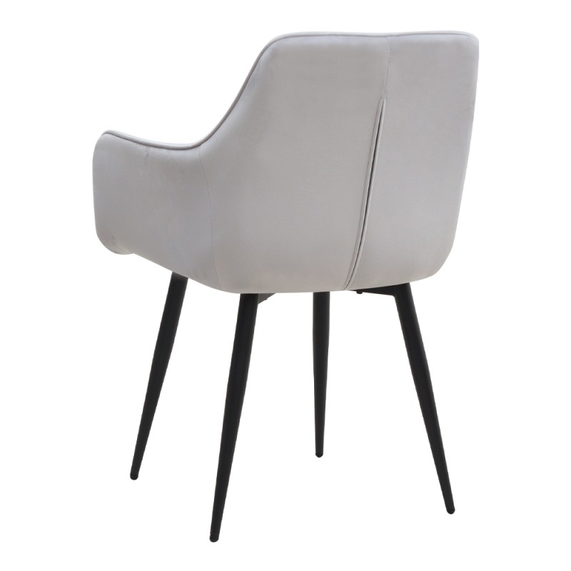 Piero Megapap velvet dining armchair in light grey color with black metal leg 57x60x85.5cm.