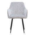 Piero Megapap velvet dining armchair in light grey color with black metal leg 57x60x85.5cm.