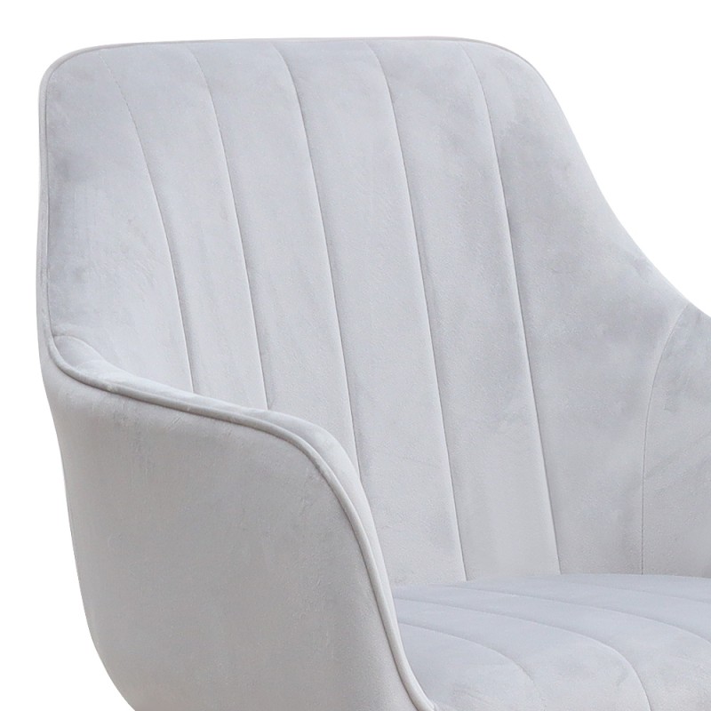 Piero Megapap velvet dining armchair in light grey color with black metal leg 57x60x85.5cm.