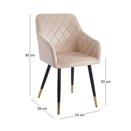 RENA Armchair Metal Black/Fabric Velure Beige