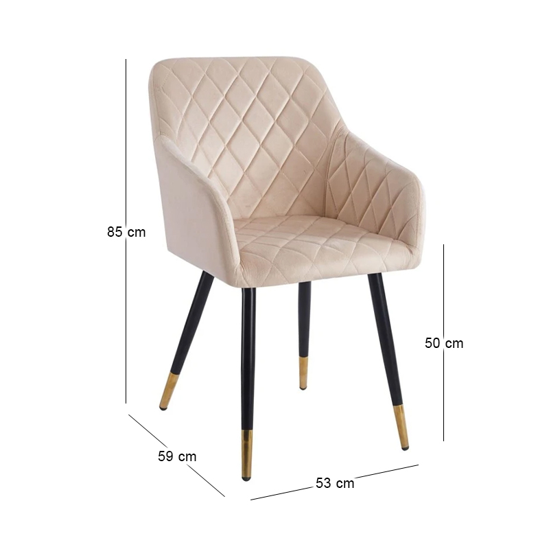 RENA Armchair Metal Black/Fabric Velure Beige