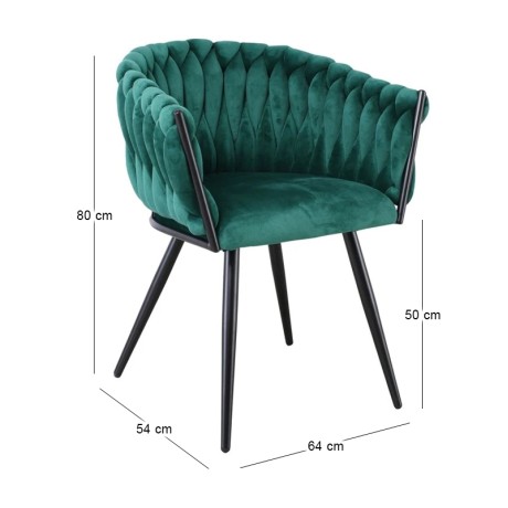 VERDI Armchair Metal Black/Fabric Velure Forest Green