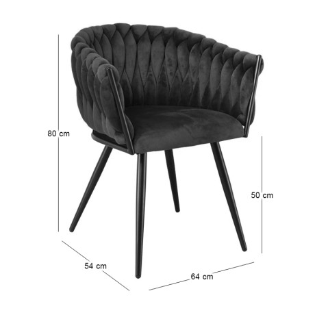 VERDI Armchair Metal Black/Fabric Velure Black