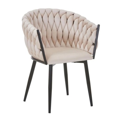 VERDI Armchair Metal Black/Fabric Velure Beige