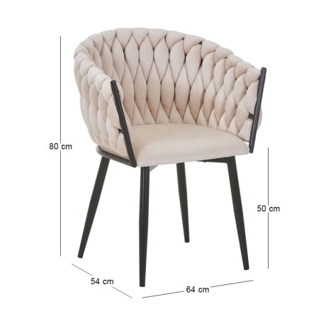 VERDI Armchair Metal Black/Fabric Velure Beige