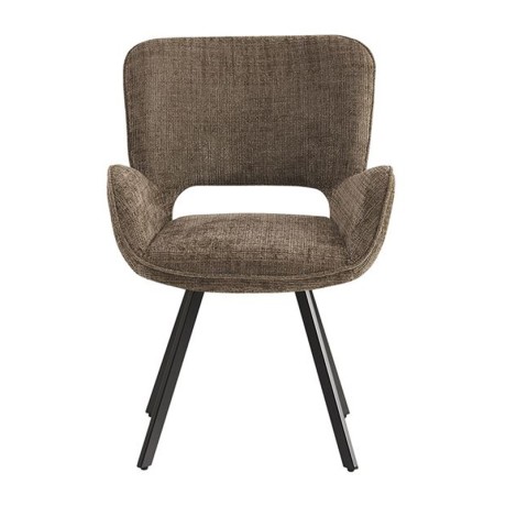 VETA Revolving Armchair Black Metal/Brown Fabric
