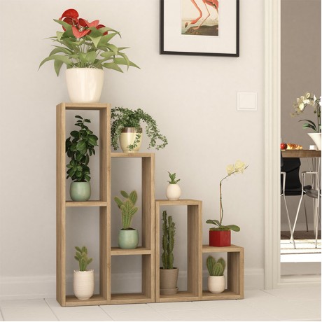 Sule Megapap melamine plantstand in sapphire oak color 84x20x89cm.