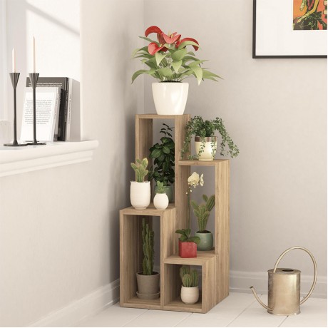 Sule Megapap melamine plantstand in sapphire oak color 84x20x89cm.