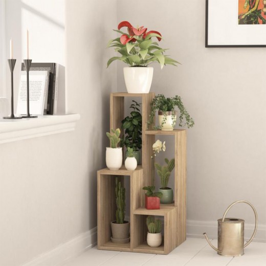 Ραφιέρα - Ανθοστήλη Sule Megapap χρώμα sapphire oak 84x20x89εκ.