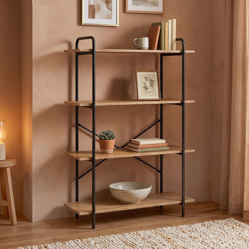 BOOKCASE 80x34x112cm Metal Black/Sonoma