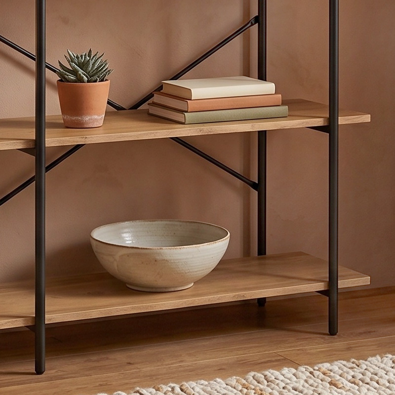 BOOKCASE 80x34x112cm Metal Black/Sonoma
