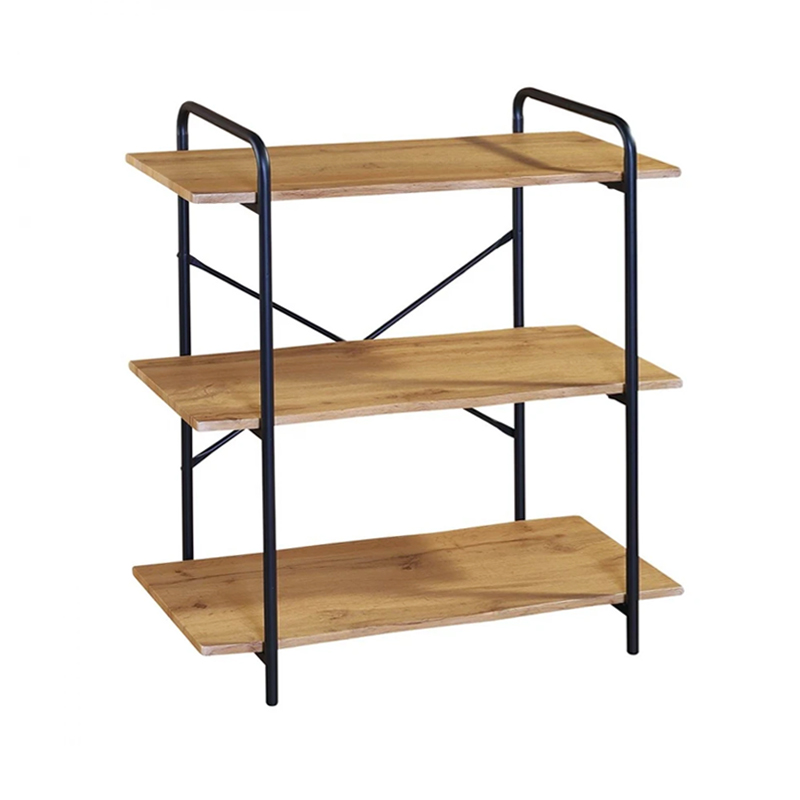 Βιβλιοθήκη μεταλλική - MDF χρώμα μαύρο - sonoma 80x34x80εκ.