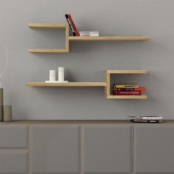 Ραφιέρα τοίχου Fork Megapap 2 τεμαχίων χρώμα sapphire oak 75x19,5x18εκ.