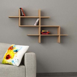 Ραφιέρα τοίχου Halic Megapap χρώμα φυσικό οξιάς 150x22x82εκ.