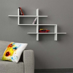 Ραφιέρα τοίχου Halic Megapap χρώμα λευκό 150x22x82εκ.