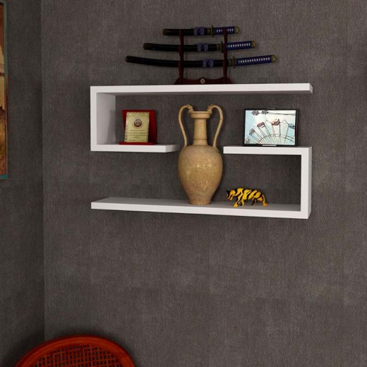 Ραφιέρα τοίχου Jenika Megapap 2 τεμαχίων χρώμα λευκό 60x14,5x18εκ.