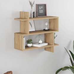 Ραφιέρα τοίχου Paralel Megapap χρώμα φυσικό οξιάς 70x22x65εκ.