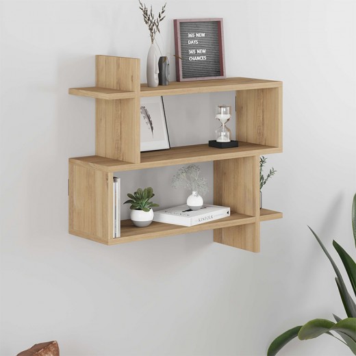 Ραφιέρα τοίχου Paralel Megapap χρώμα φυσικό οξιάς 70x22x65εκ.