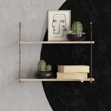 Armoni Megapap melamine - metal wall shelf in sacramento oak - brown color 72x20x58cm.