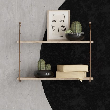 Armoni Megapap melamine - metal wall shelf in sacramento oak - brown color 72x20x58cm.