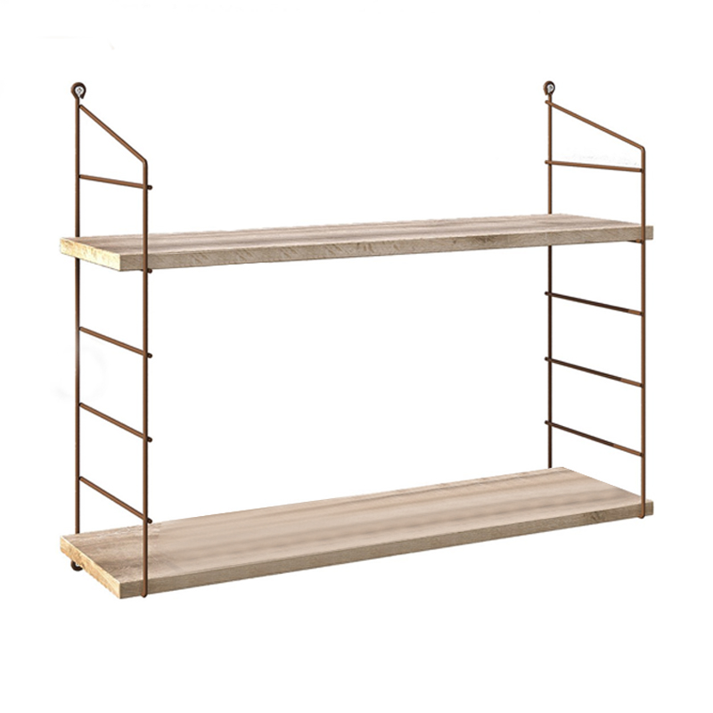 Armoni Megapap melamine - metal wall shelf in sacramento oak - brown color 72x20x58cm.