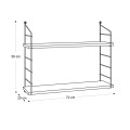 Armoni Megapap melamine - metal wall shelf in sacramento oak - brown color 72x20x58cm.