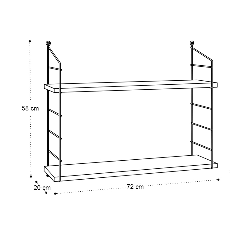 Armoni Megapap melamine - metal wall shelf in sacramento oak - brown color 72x20x58cm.