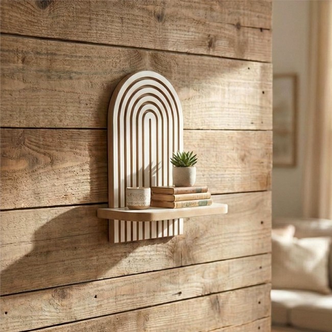 Ραφιέρα τοίχου Artwill Megapap Mdf χρώμα λευκό - oak 26x13x35εκ.