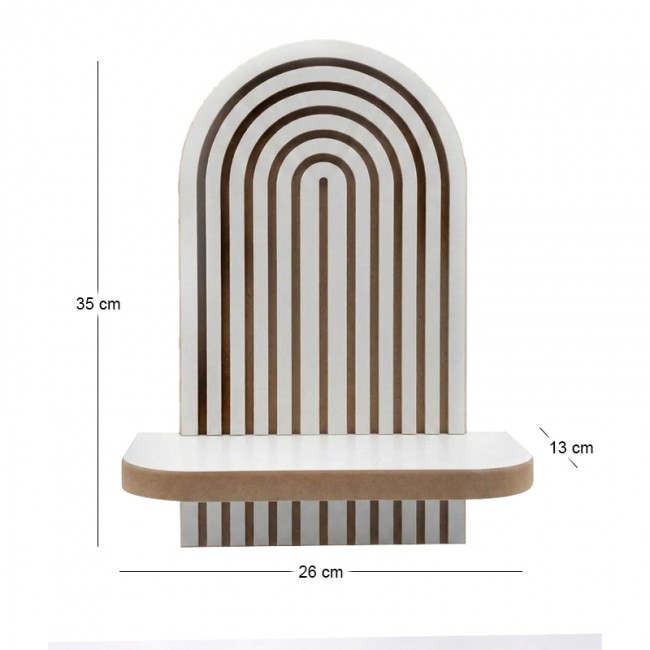 Ραφιέρα τοίχου Artwill Megapap Mdf χρώμα λευκό - oak 26x13x35εκ.