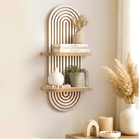 Artwill Megapap MDF wall shelf in white - oak 26x13x70cm.
