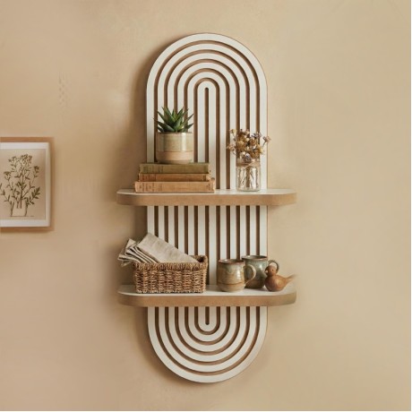 Artwill Megapap MDF wall shelf in white - oak 26x13x70cm.