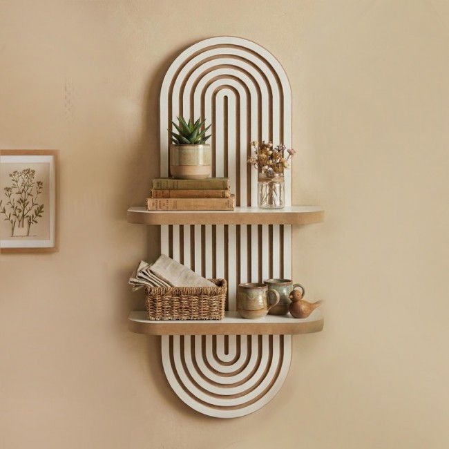 Ραφιέρα τοίχου Artwill Megapap Mdf χρώμα λευκό - oak 26x13x70εκ.