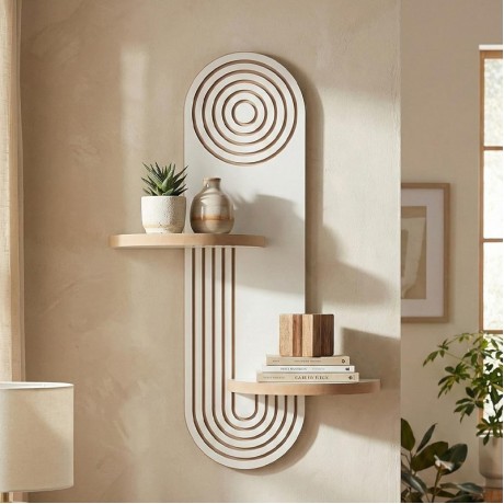 Artwill Megapap MDF wall shelf in white - oak 46x13x70cm.